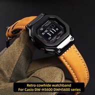 Modified Retro cowhide watchband Metal watchcase suit For Casio DW-H5600 DWH5600 40th Anniversary Me