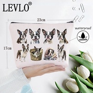 LEVLO Boston Terrier Dog Cosmetic Makeup Bag Boston Terrier Lover Gift Boston Terrier Mom Travel Pou