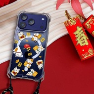 【 招財小物】招財貓 防摔手機殼 附掛繩 for iPhone/三星 磁吸殼