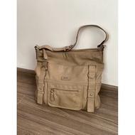ELLE vintage genuine leather office tote bag in beige - secondhand