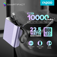 Rapoo RMM10 10000mAh Power Bank Built-in Cable 22.5W Fast Charge Digital LED Display Powerbank for i