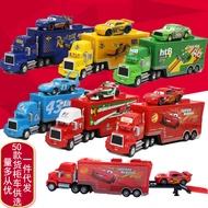 Disney Pixar Cars McQueen Uncle Mack Container + Racing Driver Alloy Toy Model Set