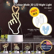 3 Colour Mode 3D LED Night Light USB Home Bedroom Decoration Table lamp Lampu Malam LED 3D LED 小夜灯 2