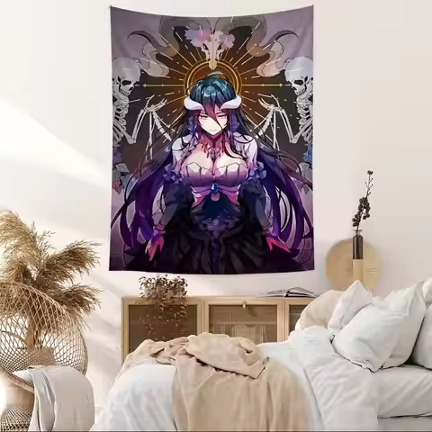 Gamer Genshin Impact Albedo Anime Anime Tapestry Hippie Flower Wall Carpets Dorm Decor Wall Hanging 