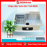 Chậu rửa Handmade Sơn Hà Luxury 1 hố to 6045 Inox 304-Bề mặt công nghệ đánh xước Hairline-Bảo hành 2