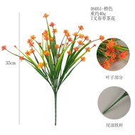 6 Bunch Simulation Grass Spring Tea Flower Handle Wheat Ear Small Persian Swort Orchid Narcissus Bundle Combination Package Art Soft Plastic Plant Decoration Fake Green B