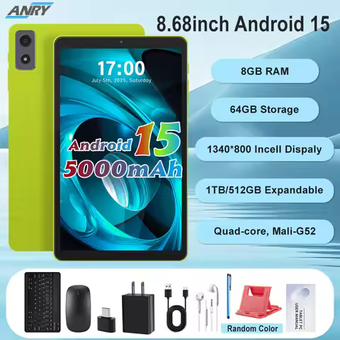 ANRY Tablette Androïd 15 Tablet, 8.68inch Latest Tablets 2025 with Widevine L1, 1340*800Incell, 8GB+