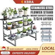 KBRA Flower Rack Stainless Steel Plant Holder Multi-layer Plant Stand Balcony Outdoor Decorative Flower Stand Pots Shlef Step Rack