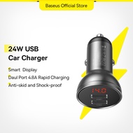 Baseus 24W 4.8A Dual USB Metal Car Charger LED Display Fast Charging