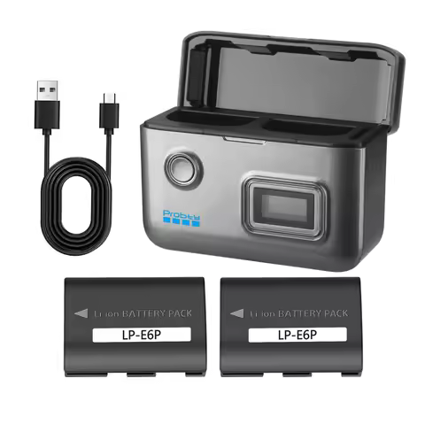 2400mAh LP-E6P LP E6P LP-E6NH Battery and Smart Digital Fast LCD Charger for Canon EOS R5 Mark II R5