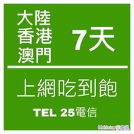 中國香港澳門 免翻牆 網卡【7天上網吃到飽不降速】Sim卡 可用FB LINE 大陸網路卡送卡針 免翻牆