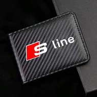 For AUDI A3 A4 A5 A6 A7 A8 Q2 Q3 Q5 Q7 SLINE Carbon Fiber Striped PU Leather Wallet Pouch