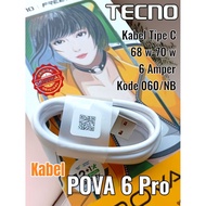 TECNO POVA 6 Pro Data Cable, Type C Ultra Fastcharging 70 Watt, Original 6 Ampere Fast Charging