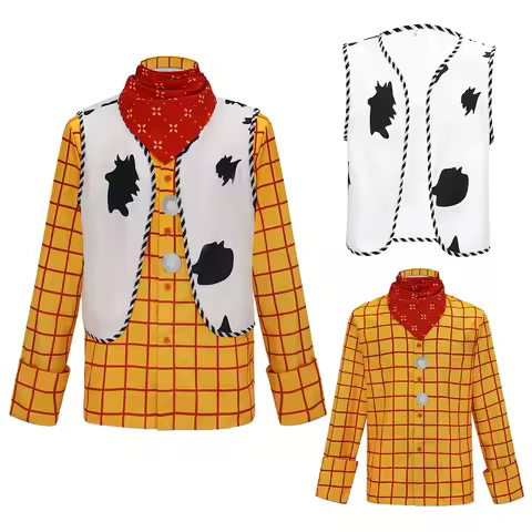Movie Story Woody Cosplay Costume Story Halloween Woody Tracy cosplay Shirt Vest Bandana Sheriff rol