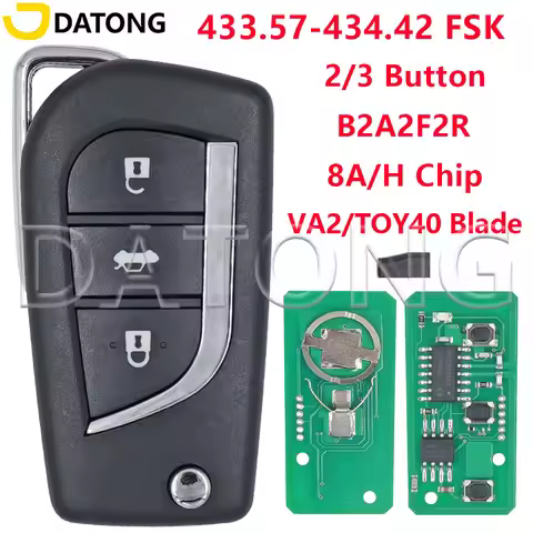 Datong 433.57-434.42 FSK B2A2F2R 8A Chip Flip Car Remote Key Fob For Toyota Yaris Corolla Cross HV R
