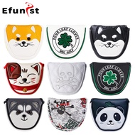 Golf Club Cover Semicircle Putter Cover Cartoon Embroidery Club Head Cover Cap Magnet Buckle Velcro 