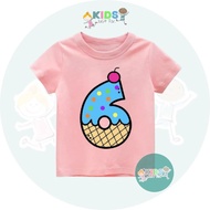 KATUN Justforkids Unisex Children's Short Sleeve Cotton T-Shirt with Number 6 Pattern