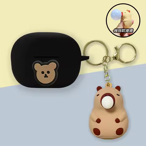 For Anker Soundcore Life Note 3i Case Soundcore Life P3i Silicone Soft Case Cartoon Baseball Keychai