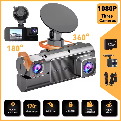Mini Dash Camera Car HD 1080P Cars DVR 3 Camera Dash Camera Buit-in WIFI Drive Recorder Night Vision