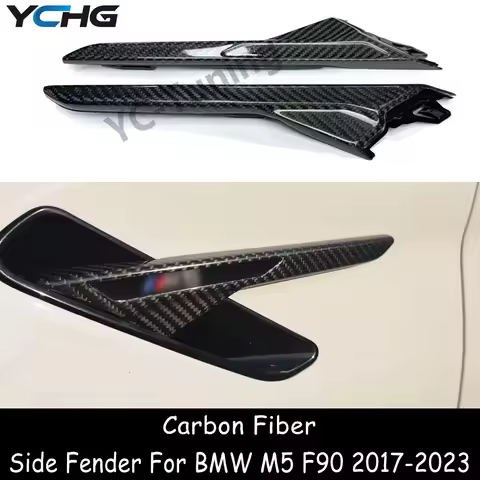M5 F90 ABS + Carbon Fiber Car Side Fender Air Vent Trim with Emblem Replacement Type For BMW M5 F90 