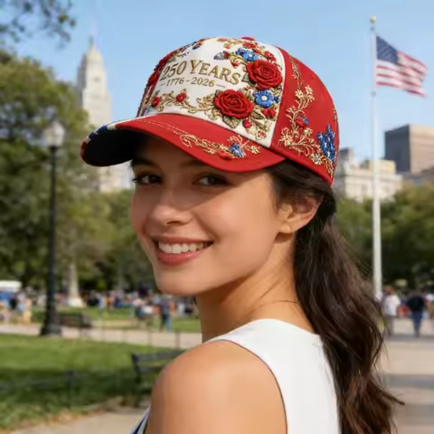 America's 250th Anniversary Rose 3D Printed Baseball Cap Women's Baseball Cap for Daily Travel and I