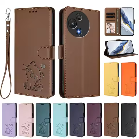 Cute Cat Leather Wallet Case For TCL 60 SE NxtPaper 60R 50 LE XE 40 XL 40R 605 505 503 502 501 P10 S