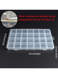 1入組28格塑料收納首飾盒，可調節隔間，適用於珠子耳環盒子，長方形盒子