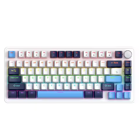 K82 Multifunctional Knob Wired Mechanical Keyboard,75% layout 82 Keys,Full Key Hot Swappable,Cool Ba