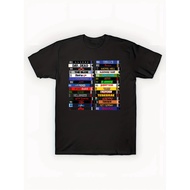 NEAT Men's & Unisex Vintage 80s Horror Movies T-Shirt - Retro VHS Tape Stack Design (Day of the Dead