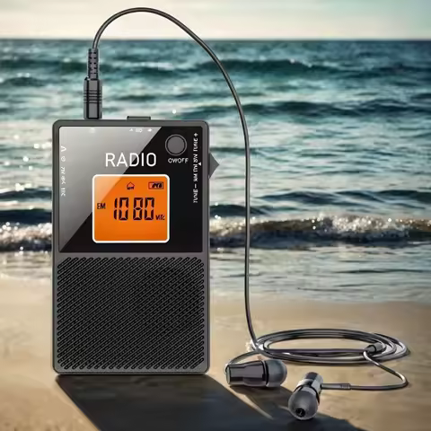 Portable Mini Radio Pocket AM FM SW Digital Receiver Type-C Charging Stereo Sound Speaker LCD Backli