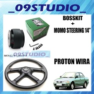 PROTON WIRA 14'' MOMO STEERING 4 SPOKE PVC HIGH QUALITY + BOSSKIT SET