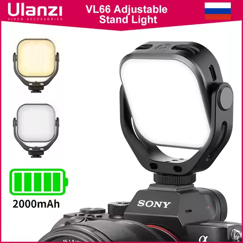 Ulanzi Vijim VL66 Adjustable LED Video Light with 360 Rotation Mount Bracket Rechargable DSLR SLR Mo