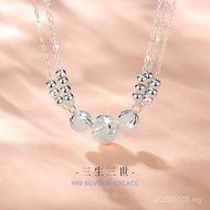 Design 999 Things Niche Clavicle Chain Girlfriends Female Pendant Sansheng III ins Pure Silver Light