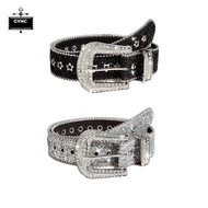 GYNC Y2K Rhinestones Bule Belt Waist Strap Gothic Fashion Cowgirl Skirt Waistband VN