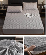 3PCS/Set Mattress Protector Cover Elastic Queen / King / Twin/ Single Size Fitted Bedsheet Set with Pillow Protector