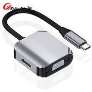 2 In 1 USB C To HD Multimedia Interface VGA Adapter 4K HD Cable Multi Monitor Adapter For Laptop Flash Drive PC