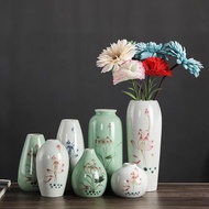 中式復古青瓷陶瓷花瓶客廳禮佛裝飾桌面插花水培書房手繪荷花花瓶