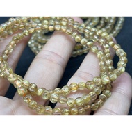 D7794 Natural Crystal Raw Ore Titanium Clear Material Three Circles Bracelet