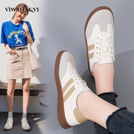VIWANA รองเท้าลำลองผูกเชือกสไตล์เกาหลีสำหรับผู้หญิงรองเท้าหนังแท้ผู้หญิงแฟชั่น Comfort รองเท้าผ้าใบสตรีไซส์ใหญ่35ถึง41รองเท้าผู้หญิง