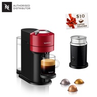 Nespresso Vertuo Next Coffee Machine (Cherry Red) with Aeroccino Bundle