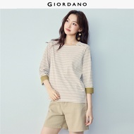 GIORDANO Women T-Shirt Cold Weather T-Shirt Moderate Thickness T-Shirt Slight Elasticity T-Shirt 133