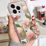 Real photo| Transparent phone case with picture for iphone 15 promax ip15 lovely pink flowers for gi