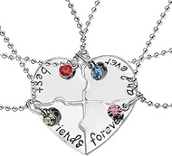 Best Friends Forever and Ever Necklaces for 4 Bestie Heart Matching Bff Necklaces for Sister Friend 