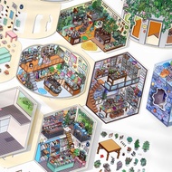 Infeelme Sticker 2.5D Scenic Flip Cover Adorable DIY Micro Scene Decorative Paper Crafts Business Su