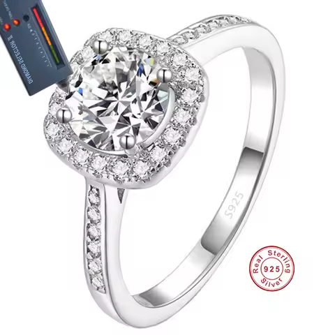 Cbtb Sterling Silver S925 Luxury D Color Moissanite 0.5-2Carat Princess Ring for Women Wedding Engag