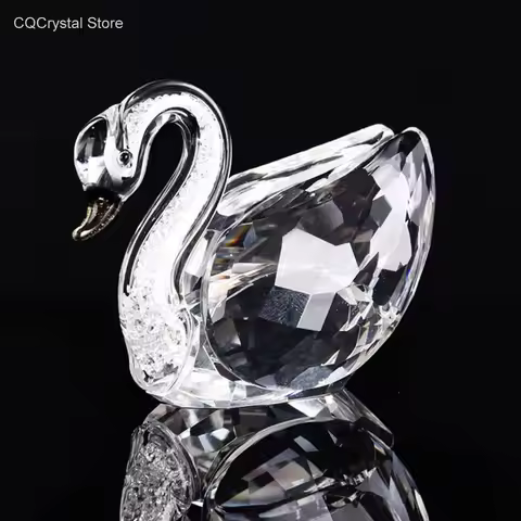 5 Colors Cute Swan Crystal Figurines Glass Ornament Collection Diamond Swan Animal Paperweight Table