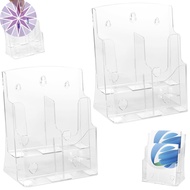 2Pcs Acrylic Brochure Holder 2-Tier Clear Brochure Display Stand with Removable Divider SHOPTKC4706