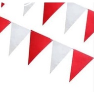 MERAH (6 meters) Red and white rawis flags string flags triangle souvenirs red and white triangular 