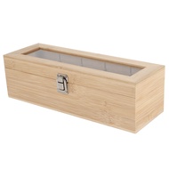 Multifunctional Bamboo System Tea Bag Jewelry Organizer Storage Box 5 Compartments Tea Box Organizer