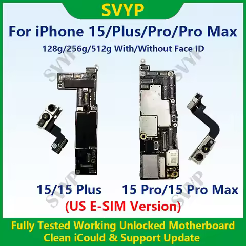 Fully Tested 100%Working Mainboard For iPhone 15 Pro Max Motherboard With Face ID Unlocked And Clean